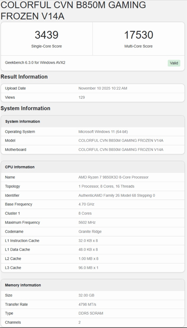 最佳游戏CPU即将换代 AMD锐龙7 9850X3D性能测试曝光