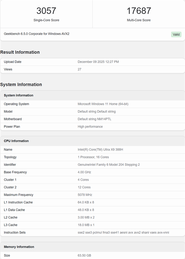 Intel旗舰酷睿Ultra X9 388H跑分：与AMD顶级Max+ 395相当！功耗还更低