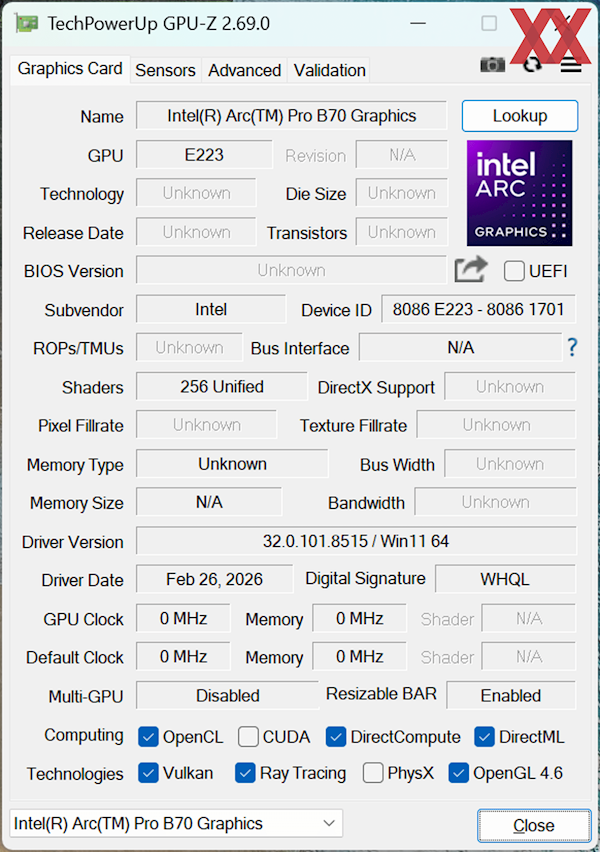 Intel锐炫Pro B70四卡并联首测！功耗达720W