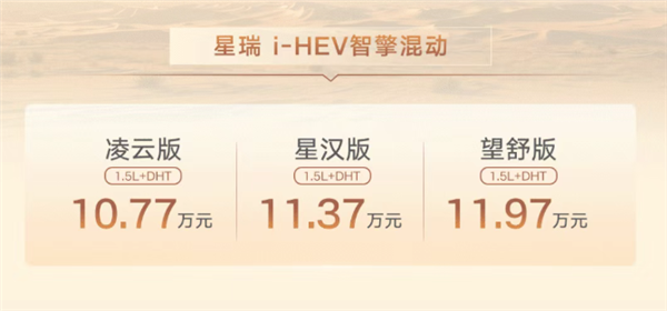 百公里油耗不到4升 吉利星瑞i-HEV智擎混动预售：10.27万起